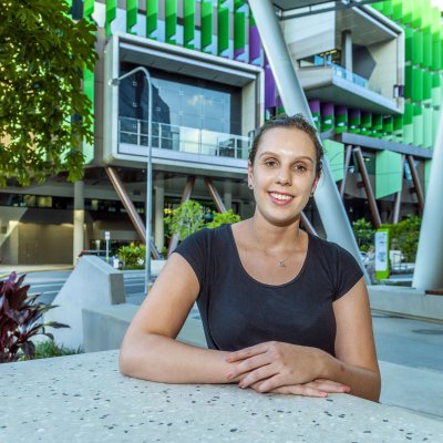 Alice Edwards, pictured at Lady Cilento Children's Hospital, is considering health architecture after her graduation.